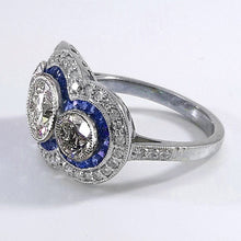 Blue Sapphire Old Cut Round Natural Earth Mined Diamond Ring 3 Stone Style 6 Carats