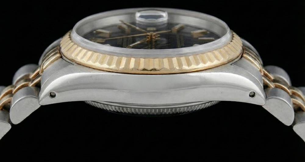 Blue Stick Dial Watch Rolex Ss & Gold Jubilee Brace Fluted Bezel