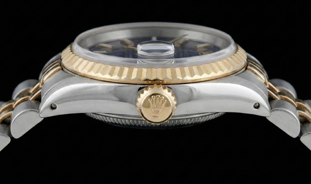 Blue Stick Dial Watch Rolex Ss & Gold Jubilee Brace Fluted Bezel