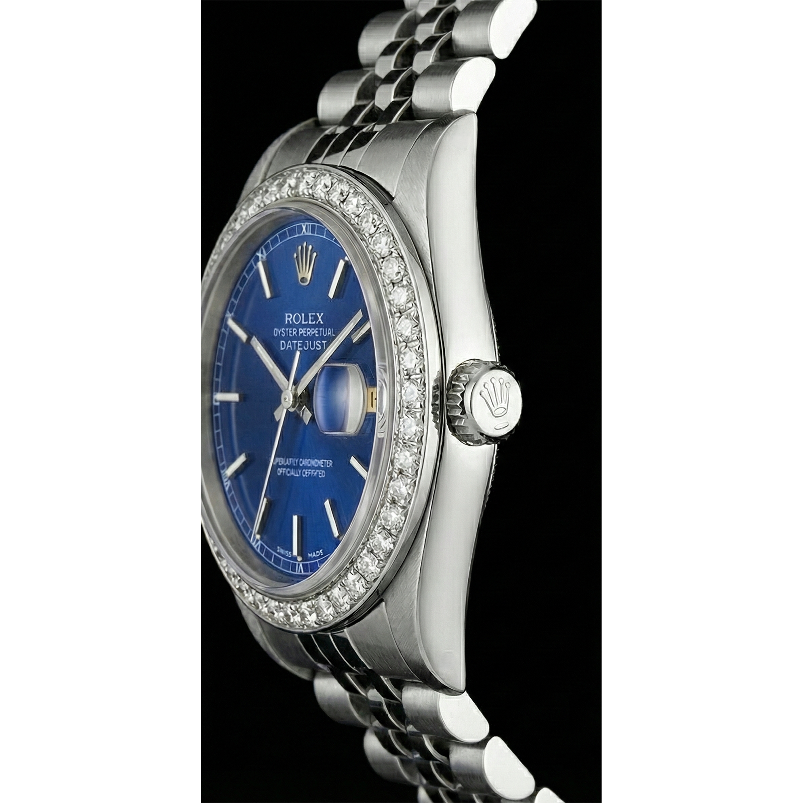 Blue Stick Dial Watch Ss Jubilee Diamond Perpetual Rolex Mens