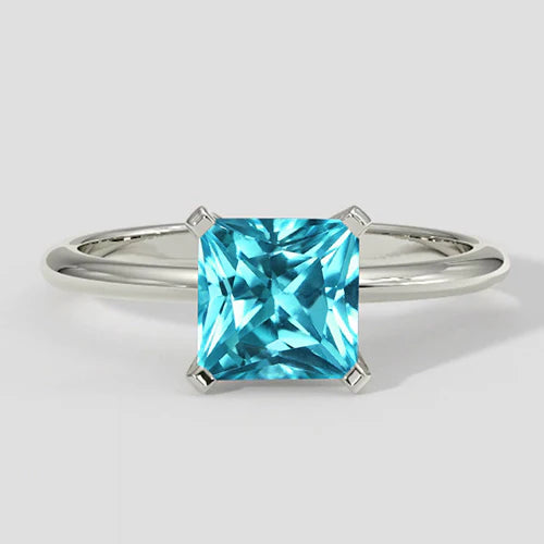 Bluish Cushion Paraiba Ring 2.1 Carats