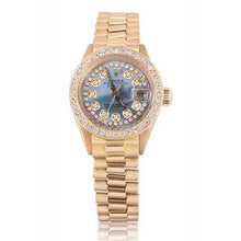Bluish Gray Mop String Diamond Dial Ladies Yellow Gold-Rolex Watch