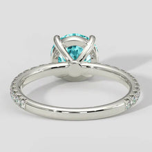 Bluish Paraiba Ring With Round Diamond Accents