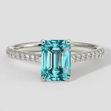 Bluish Paraiba Tourmaline with Diamond Band