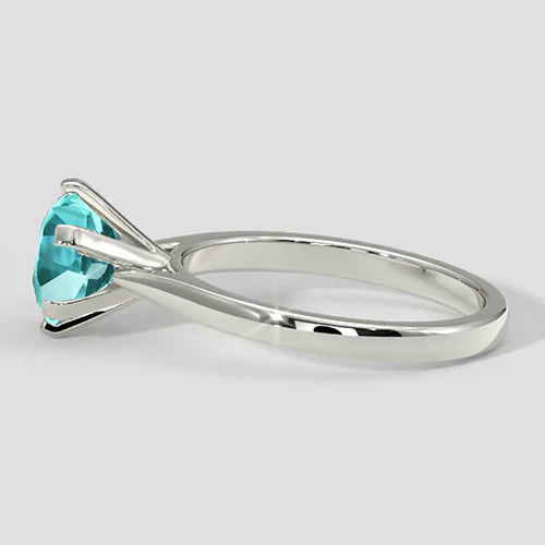 Bluish Round Paraiba Ring 3ct