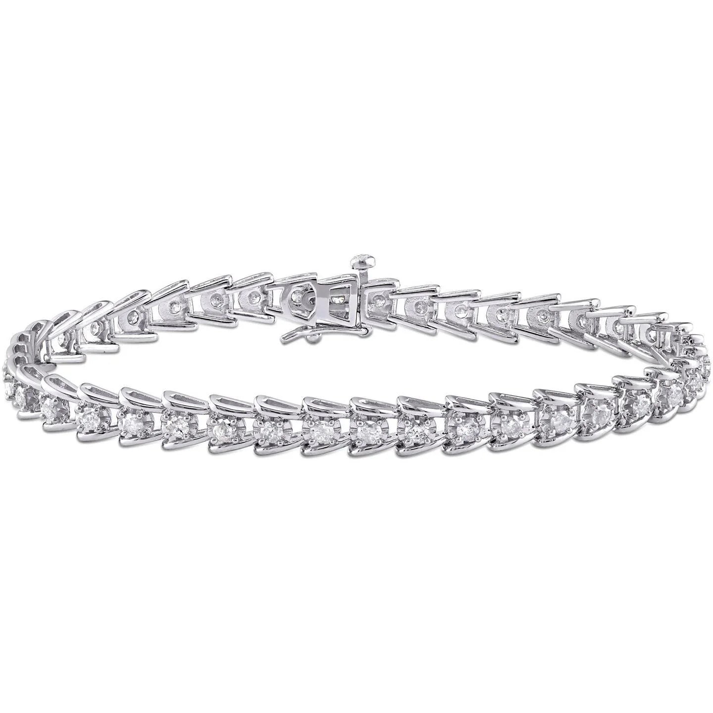 Bracelet WG 14K Round Cut Prong Set 4 Carats Sparkling Natural Diamonds