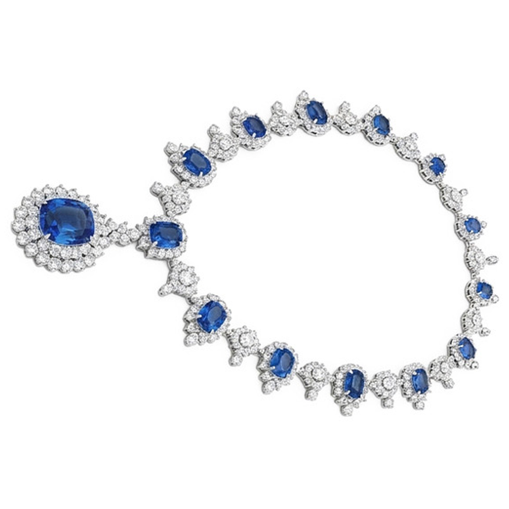 Bridal Ceylon Royal Blue Sapphire Necklace