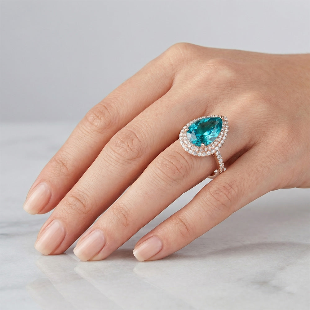 Brilliant Blue Diamond Brilliant Diamond Halo Engagement Ring