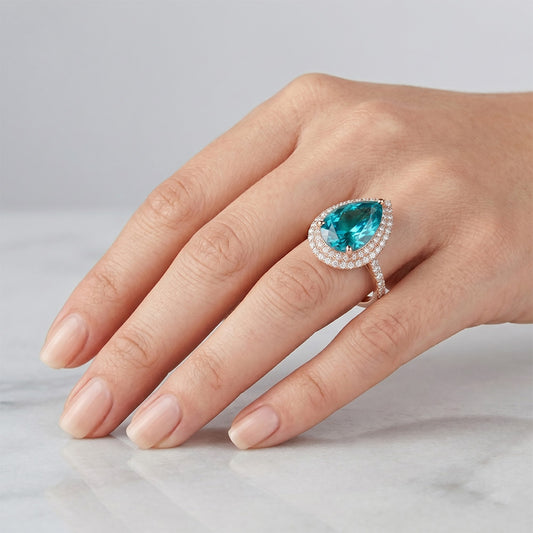 Brilliant Blue Diamond Brilliant Diamond Halo Engagement Ring