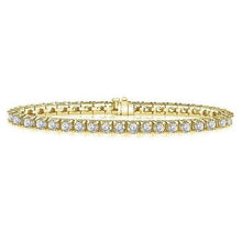 Brilliant Cut 12.80 Ct Prong Set Real Diamonds Bracelet YG 14K