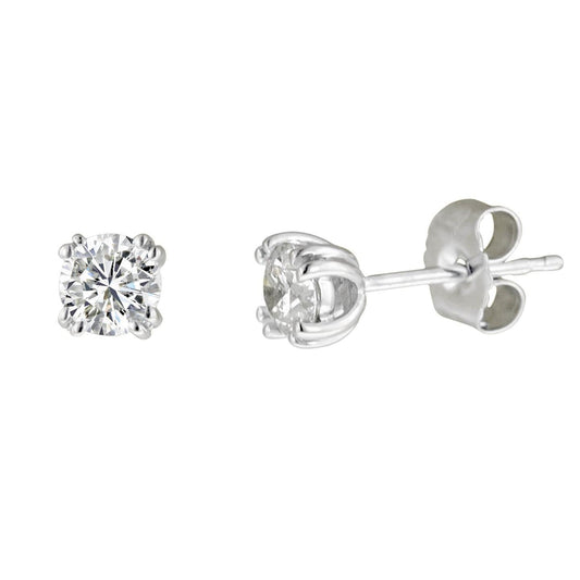 Brilliant Cut 2 Ct Genuine Diamonds Women Studs Earrings Gold White 14K
