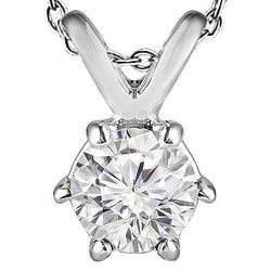 Brilliant Cut 2.00 Carat Solitaire Natural Earth Mined Diamond Pendant Necklace Gold 14K