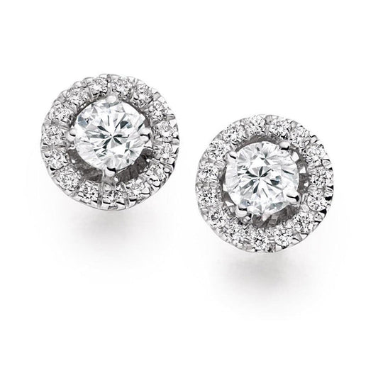 Brilliant Cut 2.3 Carats Real Diamonds Lady Studs Halo Earrings White Gold