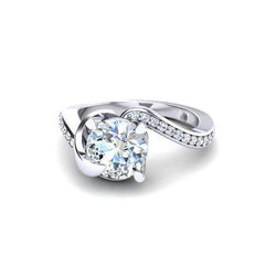 Brilliant Cut 2.40 Ct Real Diamond Engagement Ring White Gold With Accents