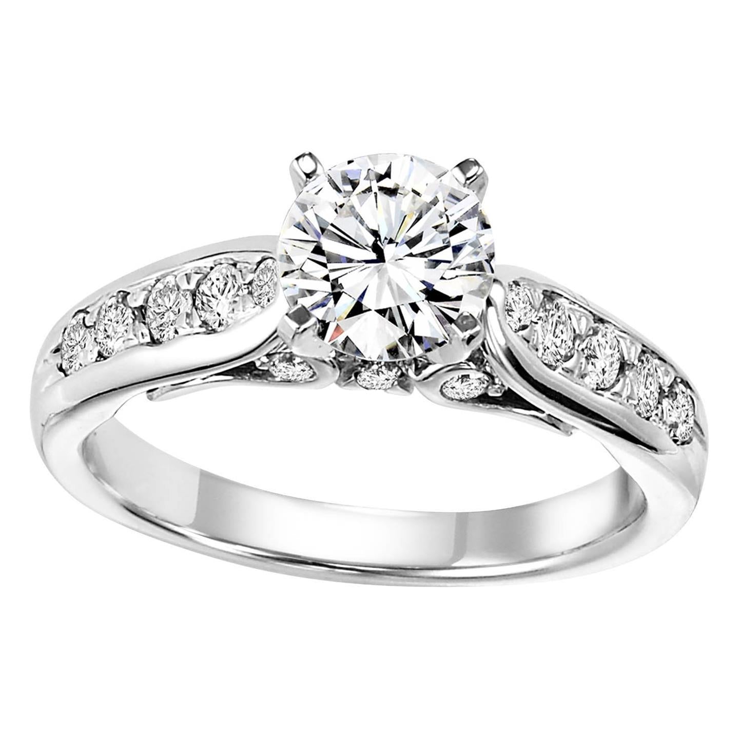 Brilliant Cut 3.50 Carats Real Diamond Ring 14K White Gold