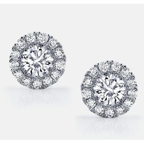 Brilliant Cut 3.60 Carats Halo Natural Diamonds Studs Earrings White Gold 14K