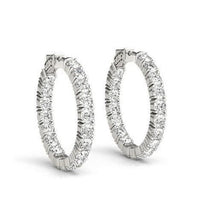 Brilliant Cut 5.40 Ct Natural Diamonds Ladies Hoop Earrings Gold White 14K
