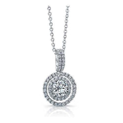 Brilliant Cut Genuine Natural Earth Mined Diamond Halo Pendant Necklace 2.07 Carats 14K White Gold