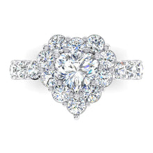 Brilliant Cut Heart Real Diamond Halo Ring Prong Set