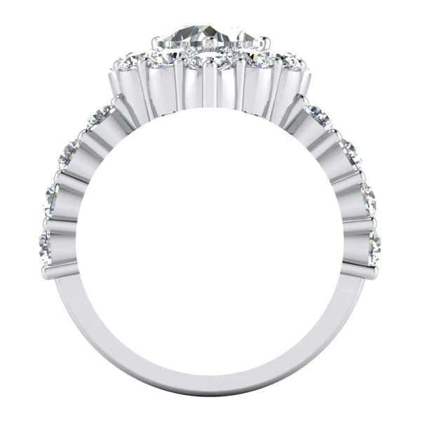 Brilliant Cut Heart Real Diamond Halo Ring Prong Set