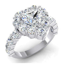Brilliant Cut Heart Real Diamond Halo Ring Prong Set