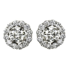 Brilliant Cut Natural Diamond Stud Halo Earring 3.20 Carats White Gold Jewelry