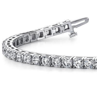 Brilliant Cut Natural Diamond Tennis Bracelet 6 Carats White Gold 14K