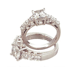 Brilliant Cut Real Diamond Engagement Ring 2.50 Carat Vintage Style WG 14K