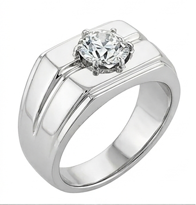 Brilliant Diamond Antique Cushion Men's Ring 2 ct in 10K White