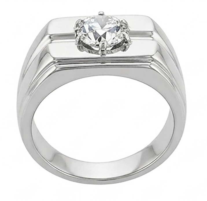 Brilliant Diamond Antique Cushion Men's Ring 2 ct in 10K White