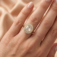Brilliant Diamond Rose Cut Halo Setting Ring 2 ct in 14 Karat