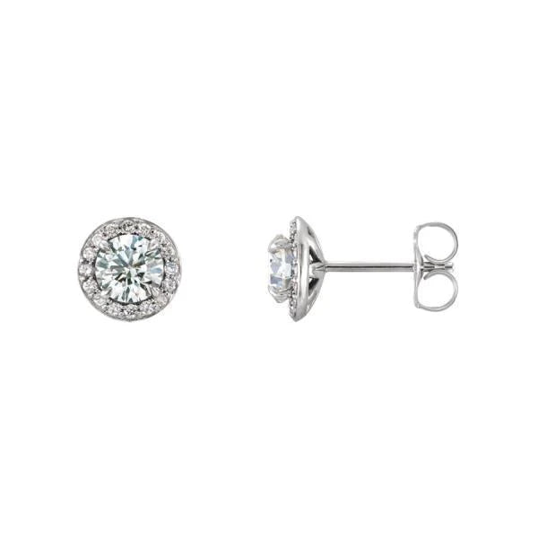 Brilliant Real Diamond Halo Stud Ladies Earrings 3.30 Carat White Gold 14K