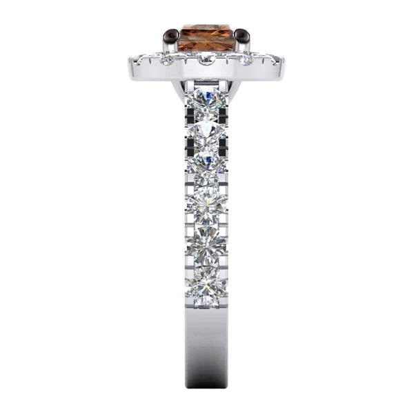 Brown Natural Diamond Engagement Ring Gold 14K Cathedral Setting