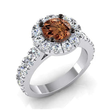 Brown Natural Diamond Engagement Ring Gold 14K Cathedral Setting