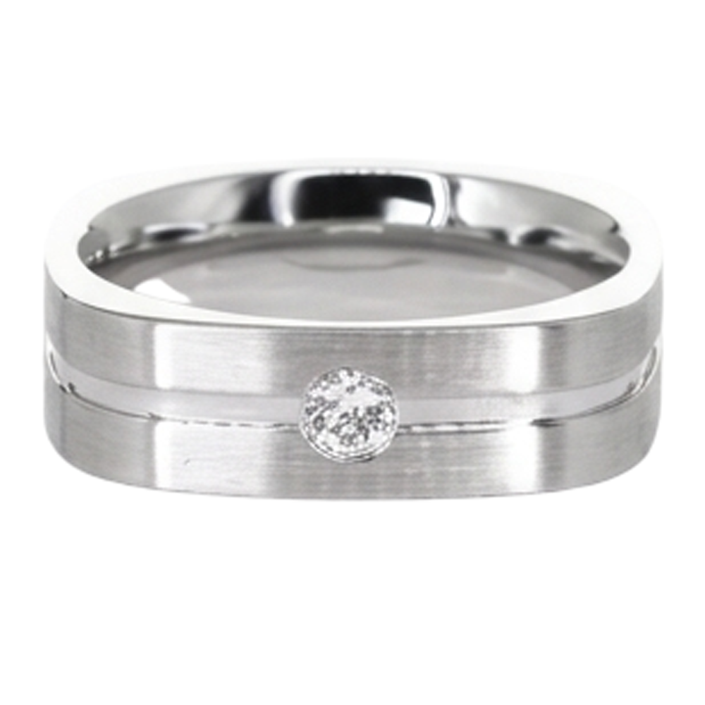 Brushed Finish Round Natural Earth Mined Diamond Men's Ring White Gold 14K 0.20 Carats