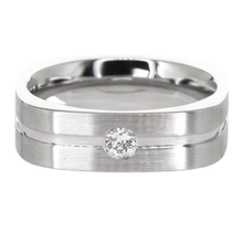 Brushed Finish Round Natural Earth Mined Diamond Men's Ring White Gold 14K 0.20 Carats
