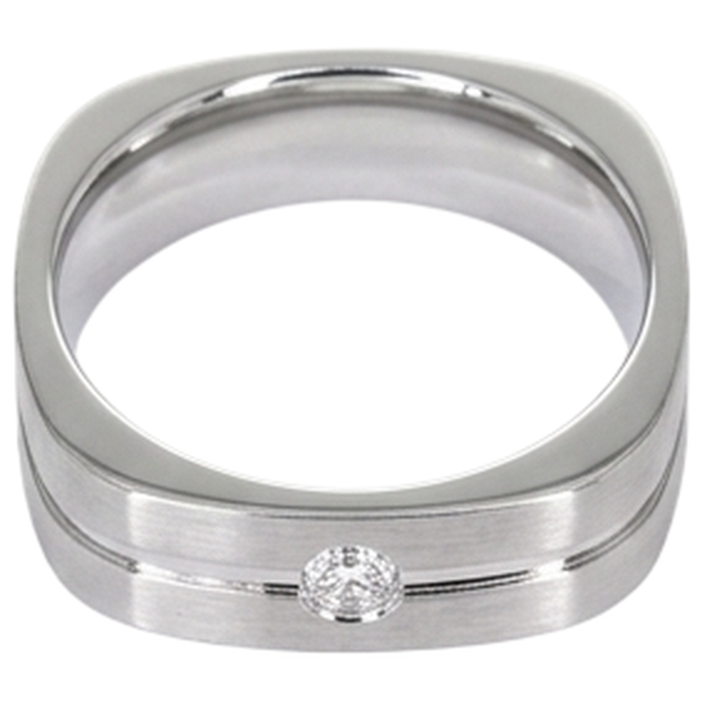 Brushed Finish Round Natural Earth Mined Diamond Men's Ring White Gold 14K 0.20 Carats