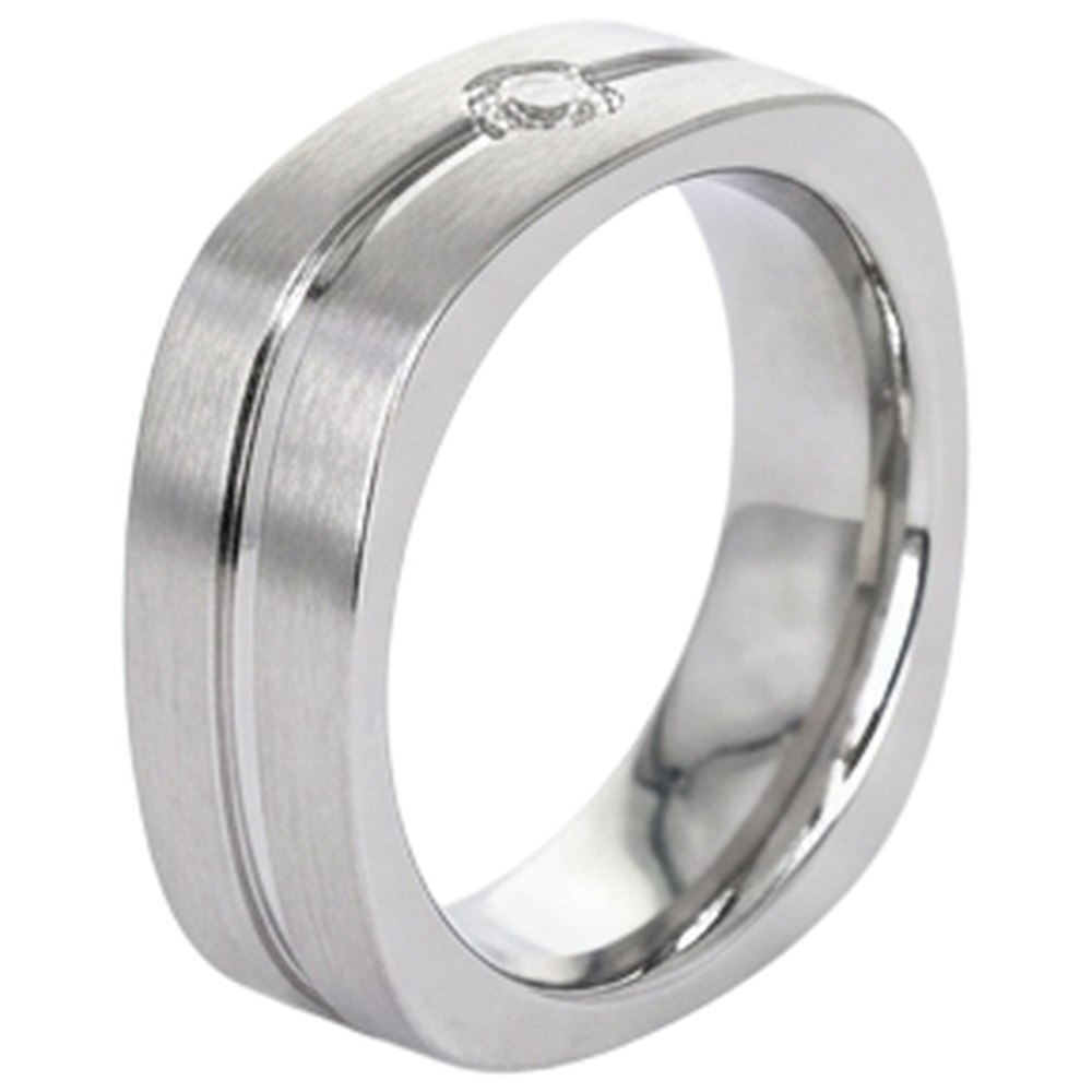 Brushed Finish Round Natural Earth Mined Diamond Men's Ring White Gold 14K 0.20 Carats