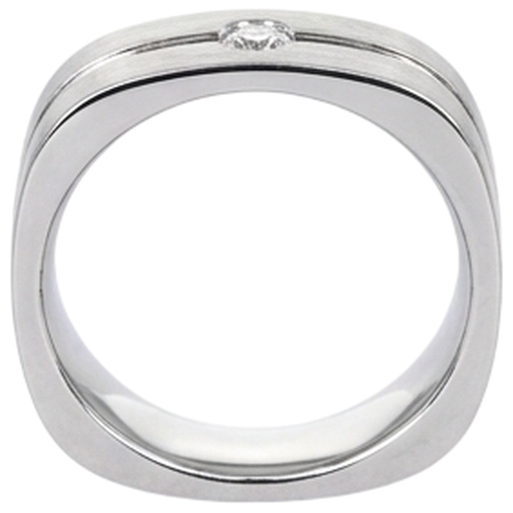 Brushed Finish Round Natural Earth Mined Diamond Men's Ring White Gold 14K 0.20 Carats