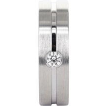 Brushed Finish Round Natural Earth Mined Diamond Men's Ring White Gold 14K 0.20 Carats