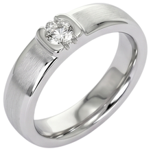 Brushed Finish Round Natural Earth Mined Diamond Men's Ring White Gold 14K 0.50 Carats