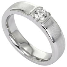 Brushed Finish Round Natural Earth Mined Diamond Men's Ring White Gold 14K 0.50 Carats