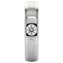 Brushed Finish Round Natural Earth Mined Diamond Men's Ring White Gold 14K 0.50 Carats