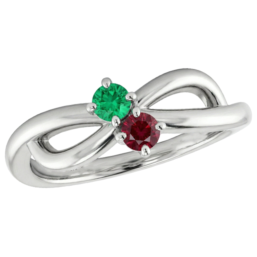 Burma Ruby 0.30 Carats Green Emerald Infinity Twist Gemstone Ring
