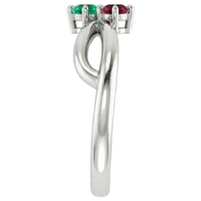 Burma Ruby 0.30 Carats Green Emerald Infinity Twist Gemstone Ring
