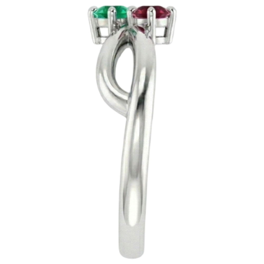 Burma Ruby 0.30 Carats Green Emerald Infinity Twist Gemstone Ring
