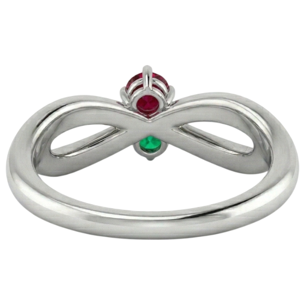 Burma Ruby 0.30 Carats Green Emerald Infinity Twist Gemstone Ring