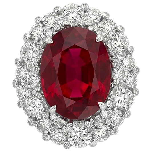 Burma Ruby Natural Earth Mined DIAMOND ( NOT LAB GROWN ) Cocktail Ring