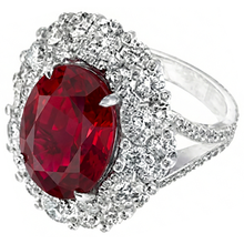 Burma Ruby Natural Earth Mined DIAMOND ( NOT LAB GROWN ) Cocktail Ring