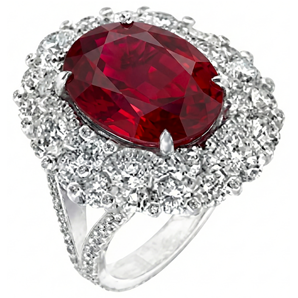 Burma Ruby Natural Earth Mined DIAMOND ( NOT LAB GROWN ) Cocktail Ring